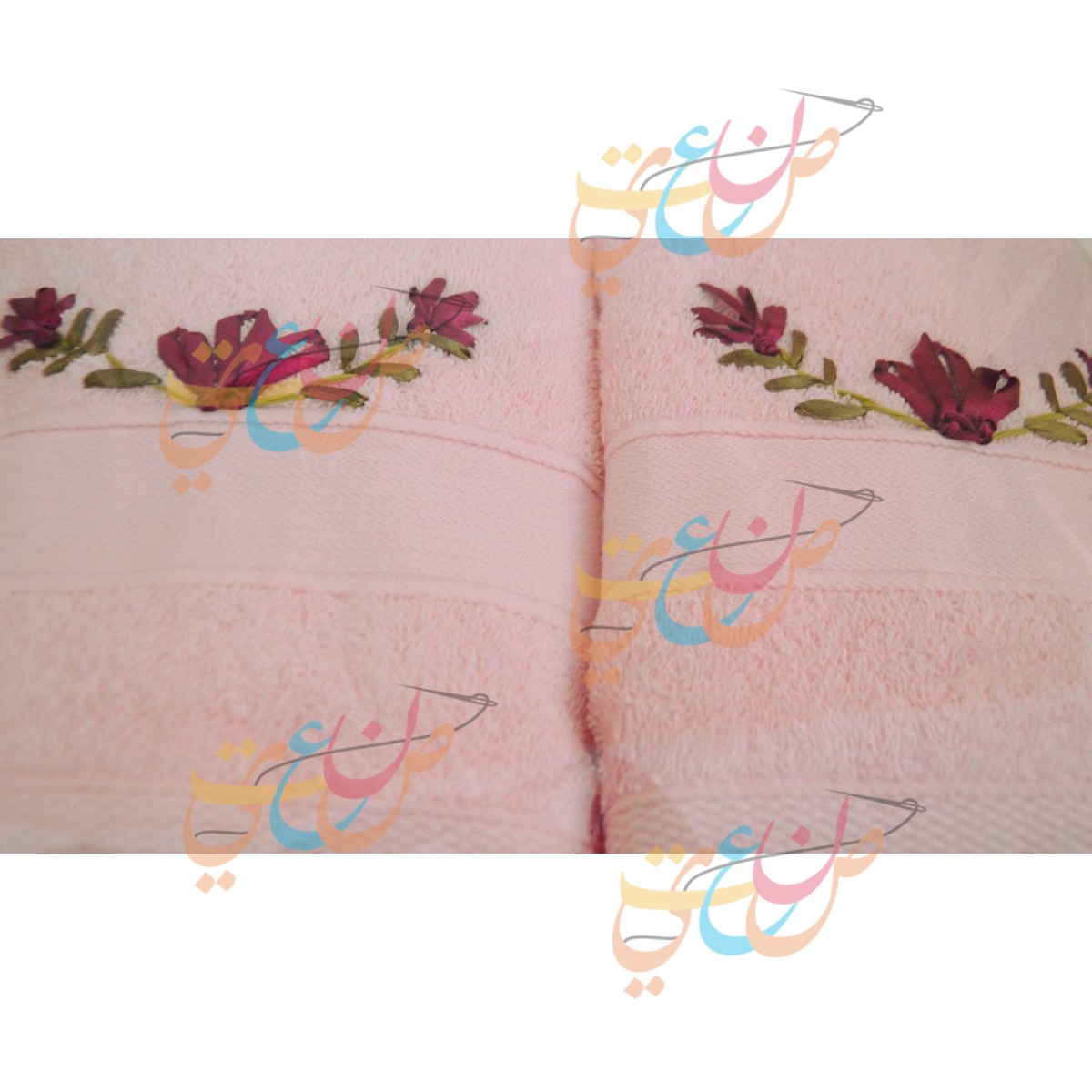 Ribbon embroidery Bath Towels- Flowers pattern design Cross Stitch-Handwork Home Decoration