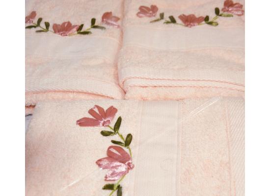 مناشف الحمام  بتطريز الساتان- تطريز الزهور اليدوى -ديكو المنازل 