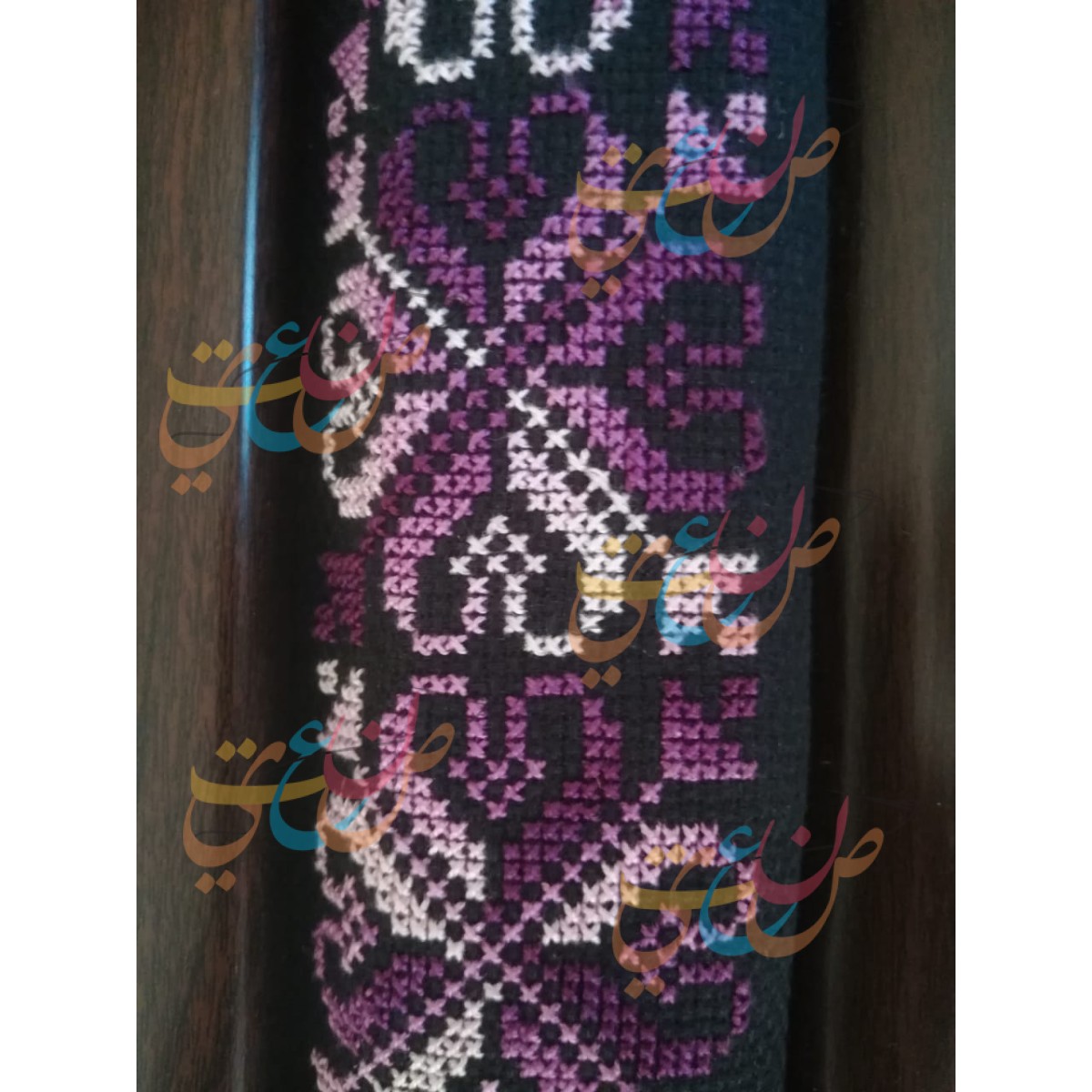 Wooden Mirror Inside Embroidered Wooden Hanging Frame |purple color