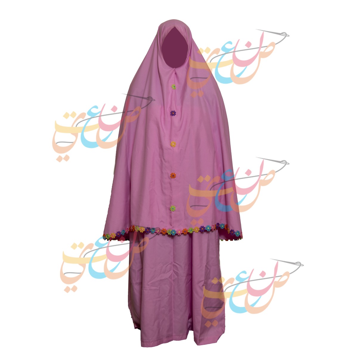 ملابس صلاة بتصميم عصري  محاكة أطرافه يدويا بالكروشيه ّ لون  بنفجي