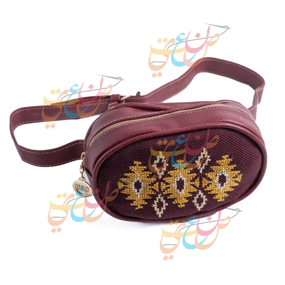Waist Bag | With Hand Embroidery  | Burgundy Color