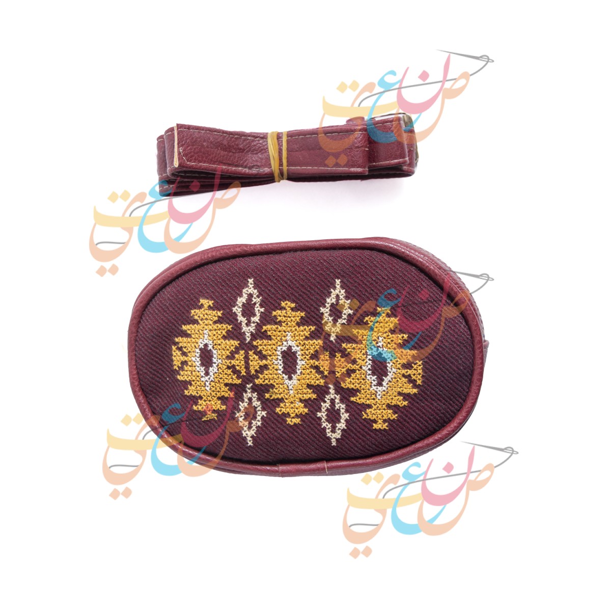 Waist Bag | With Hand Embroidery  | Burgundy Color