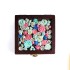 Wooden box with colored ceramic flowers | Brown color | One piece