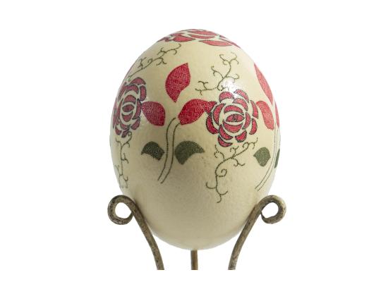 Large Ostrich Eggs With Handmade Painting | An Amazing & Elegant Piece of Art | Red flowers