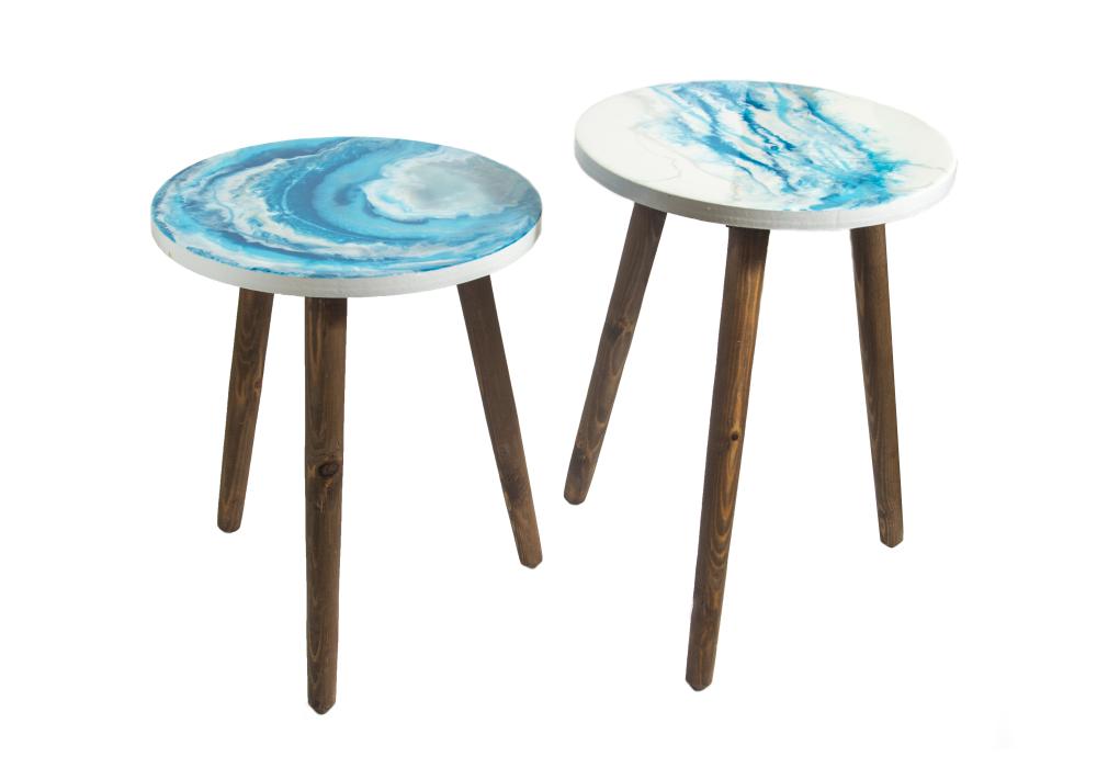Resin Top Wooden Tables | Home Decoration | Blue Color