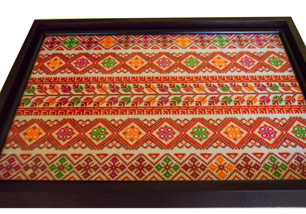 A Luxury  Embroidered Wooden Serving Tray