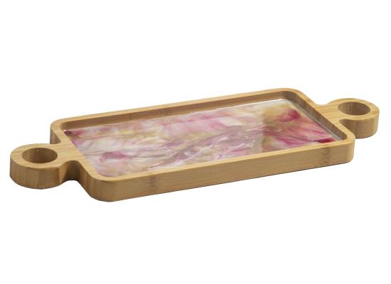Small Wooden Serving Tray | Home Decoration | Resin Top | Pink color