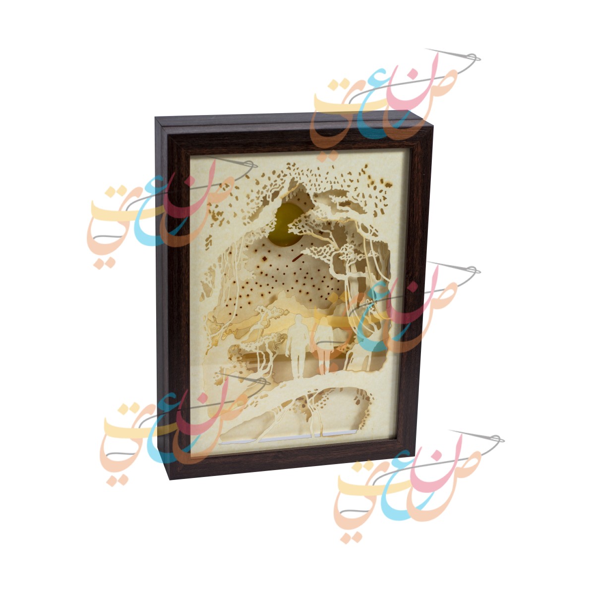 3D  Paper Cut Light Box | A Couple at  Sunset | 7 Layers