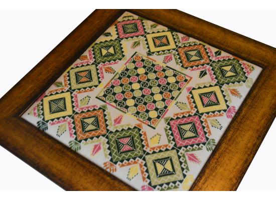 Embroidered Wooden Mirror & Embroidered Wooden Hanging Frame | Set of 2 Pieces 