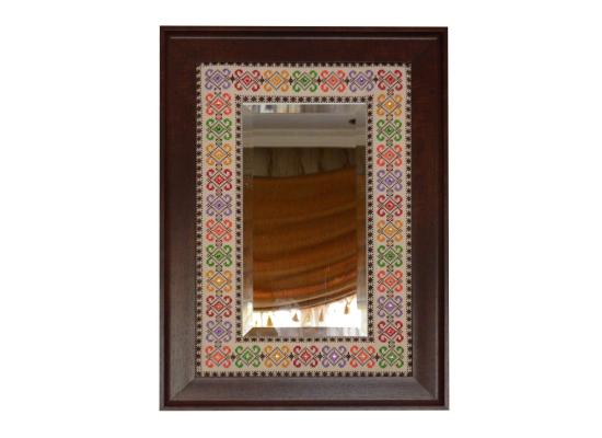 Embroidered Wooden Mirror & Two Embroidered Hanging Frames | Set of 3