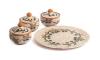 Breakfast Set of 7 Pottery Pieces |One Round Tray | 3 Deep Bowls with cover