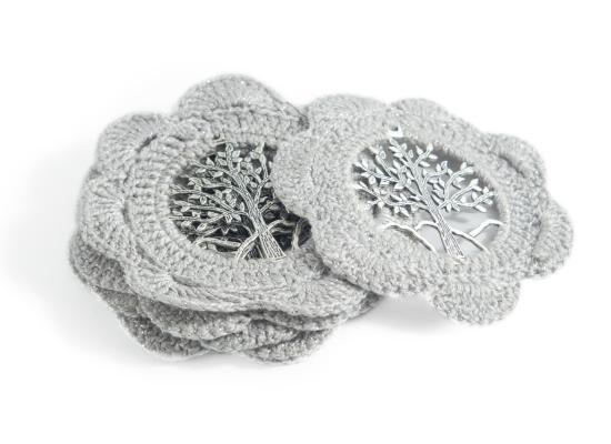 Crochet Coasters | Set of 6 | Silver Color