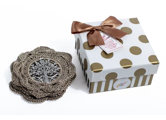 Crochet Coasters | Set of 6 | Gold Color