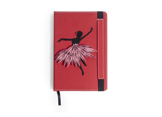 دفتر مزين بفن الكويلنغ |  فن ثني الورق | مناسب لهدايا المدارس | لون أحمر | راقصة باليه | منتج رقم 007